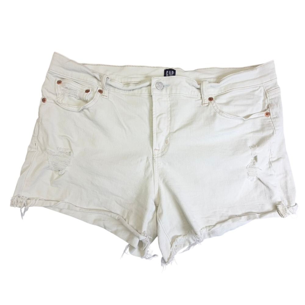 Gap Denim Shorts Womens 33 Cream Distressed Cutoff 5 Inch Inseam Off White